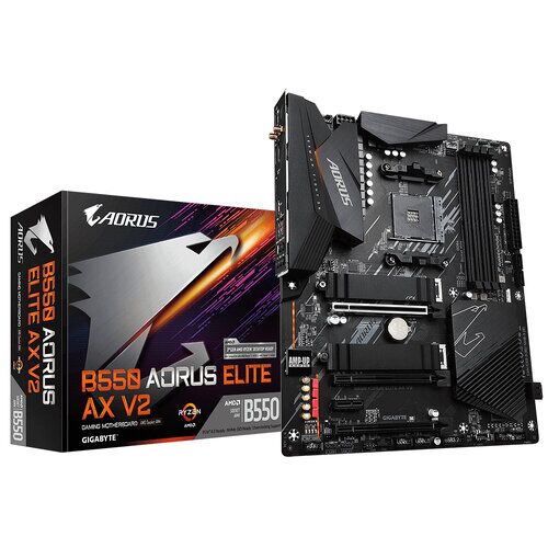 Tarjeta Madre Gigabyte B550 AORUS ELITE AX V2 - Socket AM4 - 4xDDR4 - 2133/3200/4400(O.C.) MHz - HDMI - DisplayPort - USB 2.0/3.2 - ATX - B550 AORUS ELITE AX V2