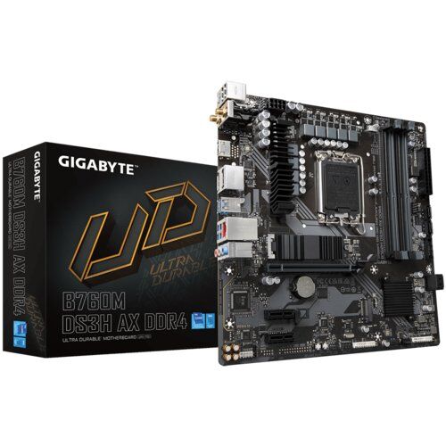 Tarjeta Madre Gigabyte B760M DS3H AX DDR4 - Socket 1700 - 4x DDR4 - 2133/3200/5333(O.C.)MHz - HDMI - DisplayPort - USB 2.0/3.2 - Micro ATX - B760M DS3H AX DDR4