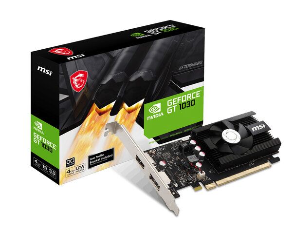 Tarjeta de Video MSI GeForce GT 1030 4GD4 LP OC - 4GB - 64-bit - PCI-E 3.0 - DDR4 - HDMI - DisplayPort - GEFORCE GT 1030 4GD4 LP OC