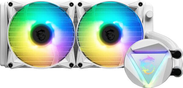Enfriamiento Líquido MSI MAG CORELIQUID 240R V2 WHITE - 2 Ventiladores - 500 a 2000 RPM - ARGB - Blanco - MAG CORELIQUID 240R V2 WHITE