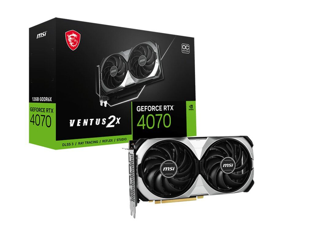 Tarjeta de Video MSI GeForce RTX 4070 VENTUS 2X 12G OC - 12GB - 192-bit - PCI-E 4.0 - GDDR6X - HDMI - DisplayPort  - RTX 4070 VENTUS 2X 12G OC